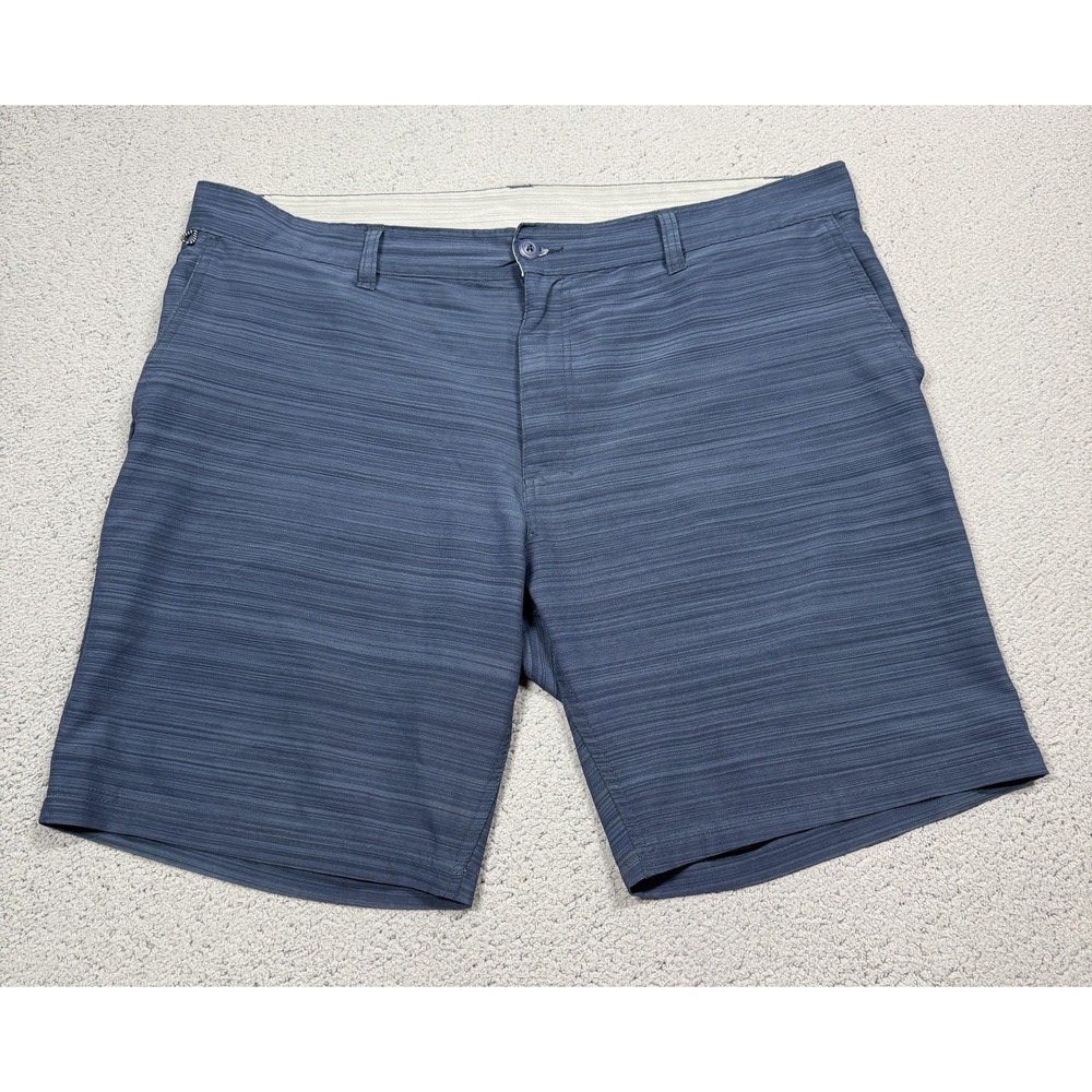 Ron Jon Surf Shop Shorts Mens 40 Blue Striped Chino Microfiber Stretch 9 Inseam